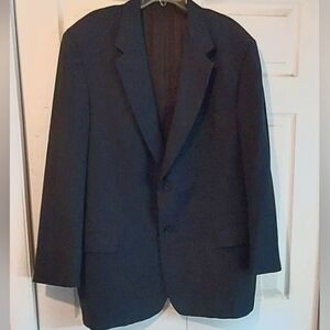 Pierre Cardin Mens Blazer Suit Jacket 48L Navy Blue 100% Wool Classic Staple